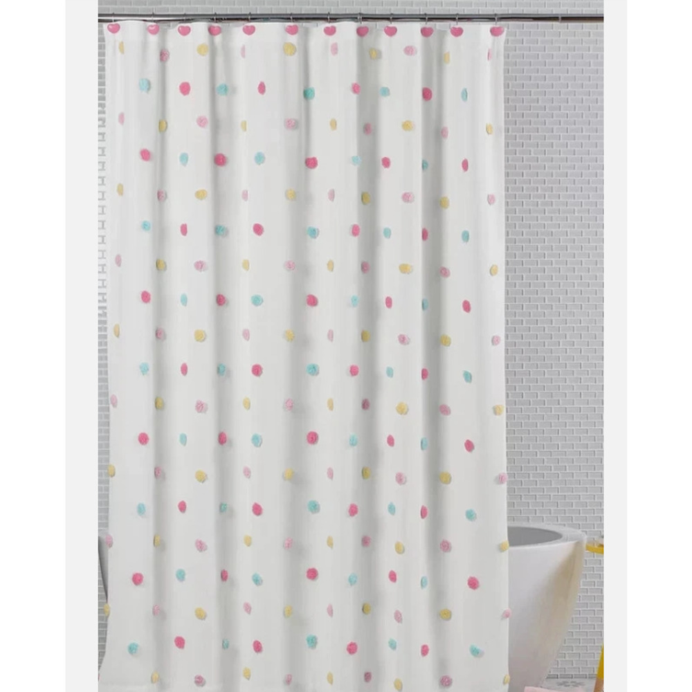 Charter Club Kids polka dot Shower Curtain W/Heart shaped Hooks, 13 piece NWT